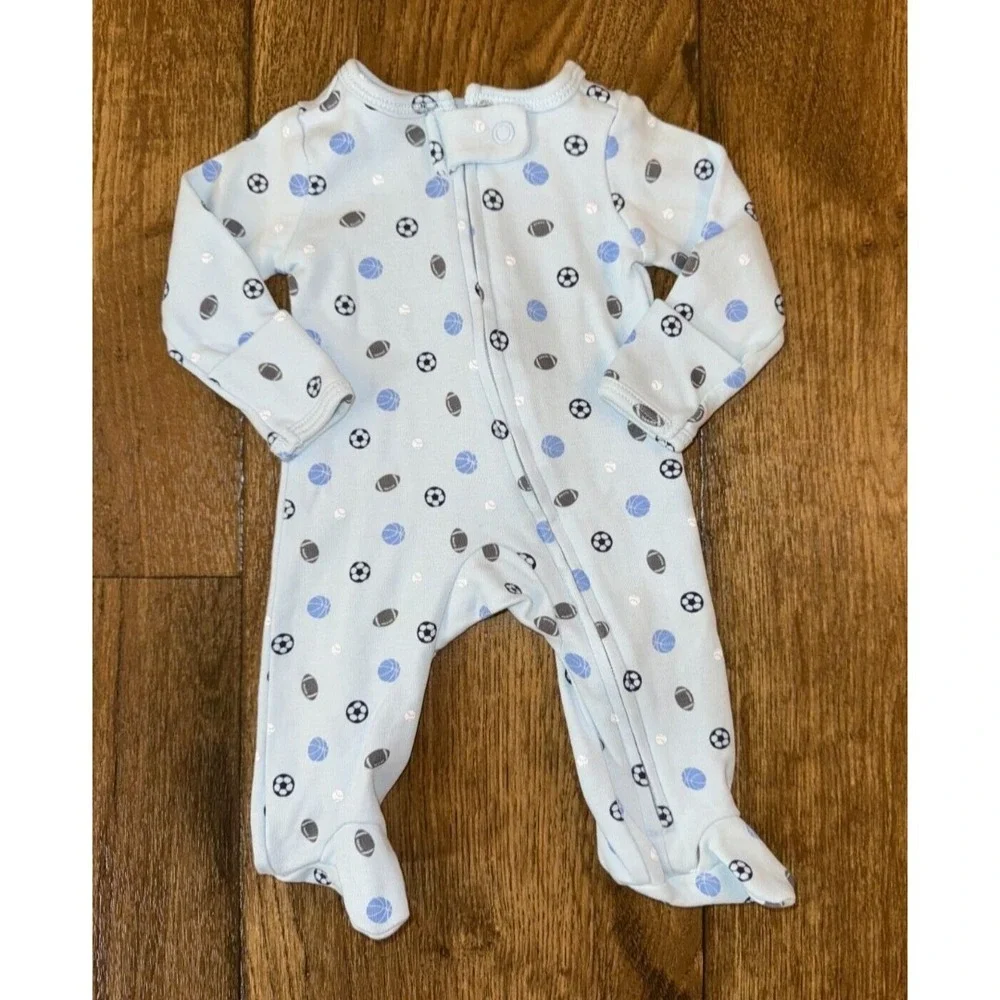 Carters Preemie Baby Boy Sleeper Sports Baseball Football‎ Outfit Zipper Doll